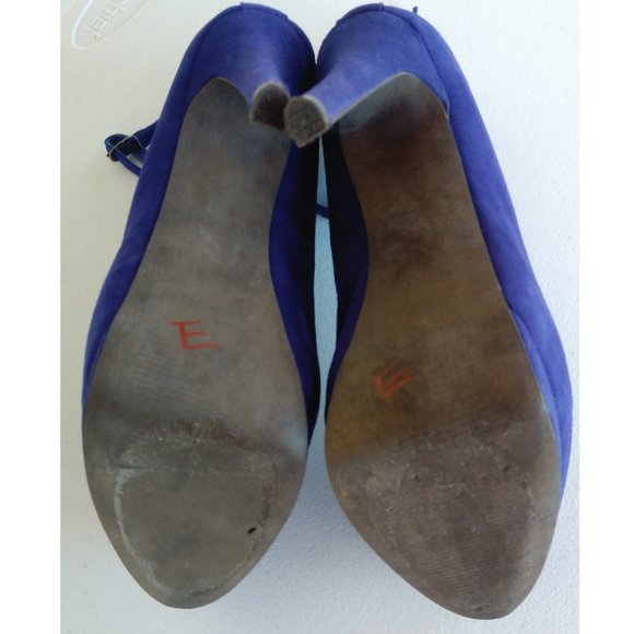 STEVE MADDEN 7.5 M VIOLET BLUE PURPLE SUEDE LEATHER PLATFORM STILETTO HEELS - Picture 15 of 17